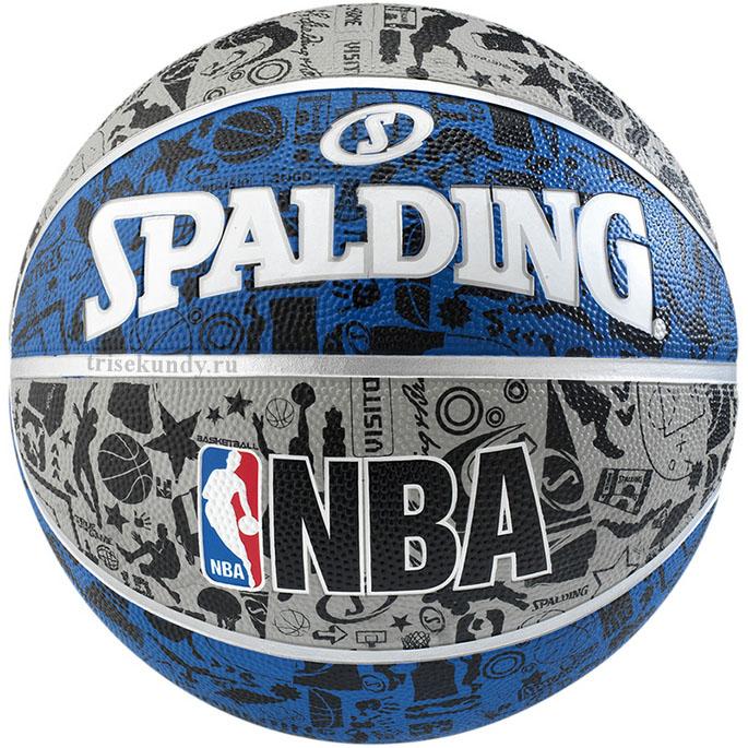 Мяч баскетбольный Spalding GRAFFITI серый/синий